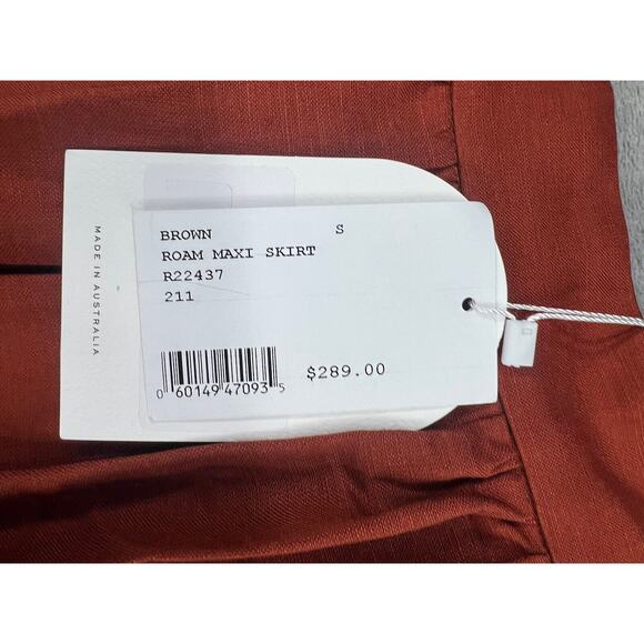Rumer The Label Roam Maxi Skirt Size Small Brown Side Slit - Picture 11 of 13